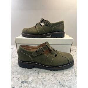 Kandahar Swiss Handmade Green Leather Chunky Mary Jane Boots Size 39 / 8 JL